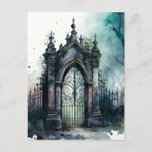 Postal La serie Puerta del Cementerio Gótico Diseño 11