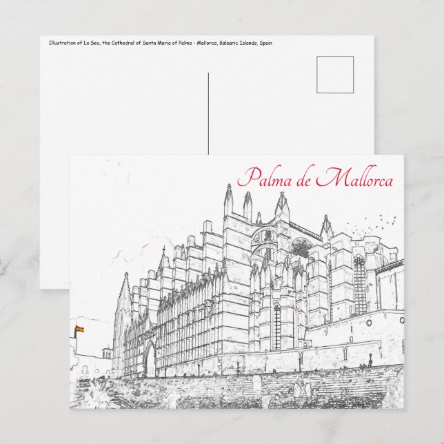 Postal La Seu, la Catedral de Palma de Mallorca - España (Anverso / Reverso)