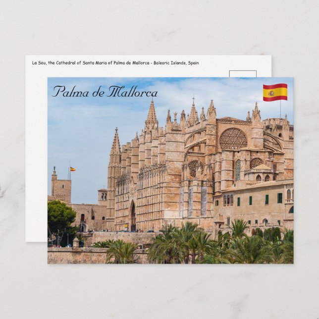 Postal La Seu, la Catedral de Palma de Mallorca - España (Anverso / Reverso)