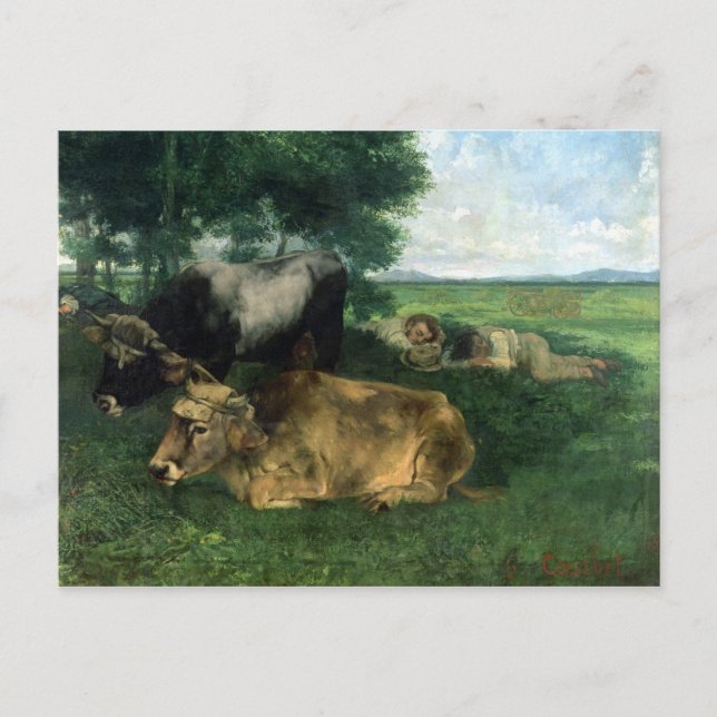 Postal La Siesta Pendant la saison des Foins , 1867, (Anverso)