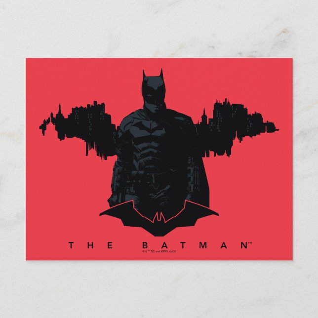 Postal La silueta de Batman Gotham (Anverso)