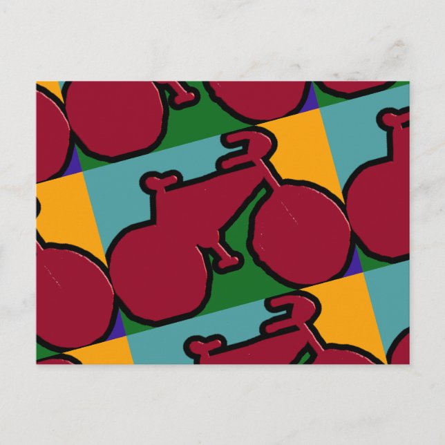 Postal la silueta de la bicicleta pop roja (Anverso)