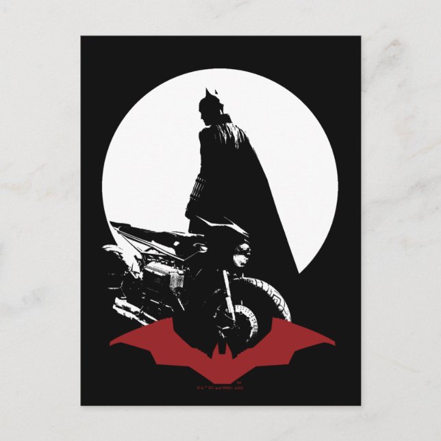 Postal La silueta de la motocicleta Batman (Anverso)