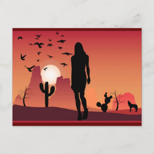 Postal La silueta de Lady In the Desértico