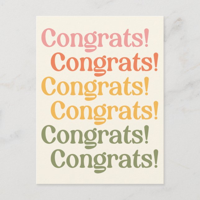 Postal La simple tipografía retro congrata el amarillo y  (Anverso)