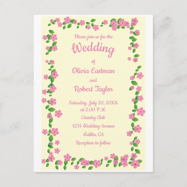 Postal La simplicidad personalizada es el mejor boda flor (Anverso)