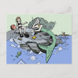 Postal La sirena costera lindo personalizado playa arte i