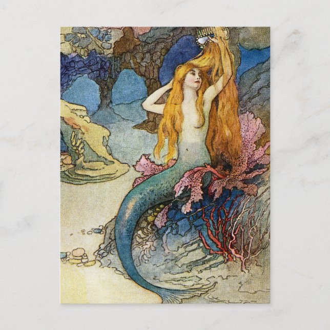 Postal “La Sirena” por Warwick Goble (Anverso)