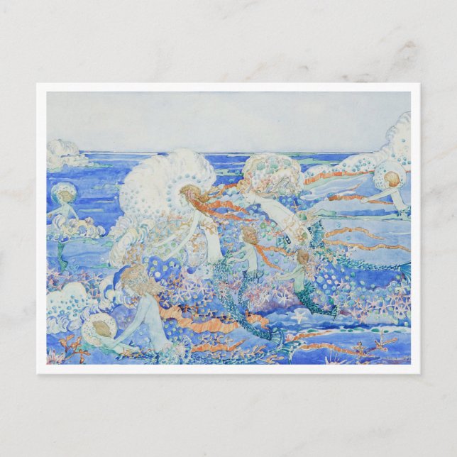 Postal La Sirenita - Sirenas jugando en la Surf (Anverso)