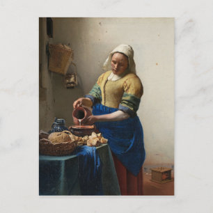 Postal La sirvienta de Johannes Vermeer