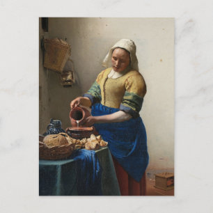 Postal La sirvienta de Johannes Vermeer