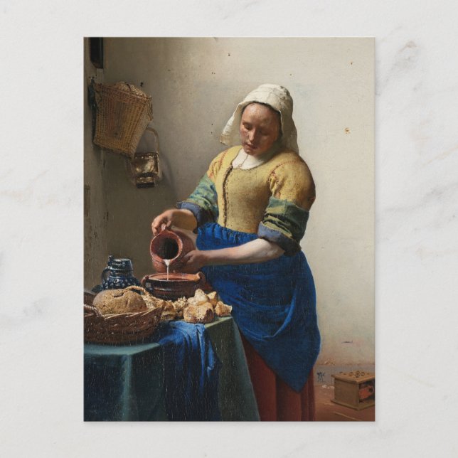 Postal La sirvienta de Johannes Vermeer (Anverso)