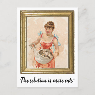 Postal "La Solución Es Más Gatos" Graciosa Postcard