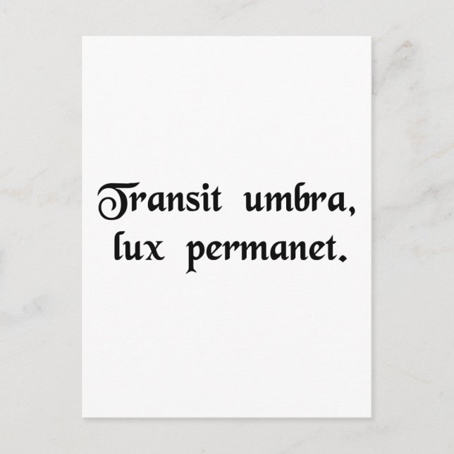 Postal La sombra pasa, la luz permanece. (Anverso)