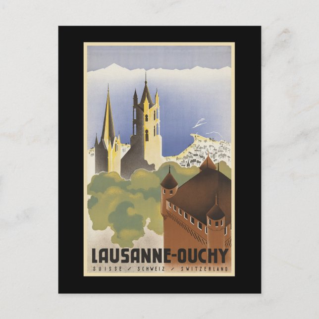 Postal La Suiza Vintage Lausanne-Ouchy (Anverso)