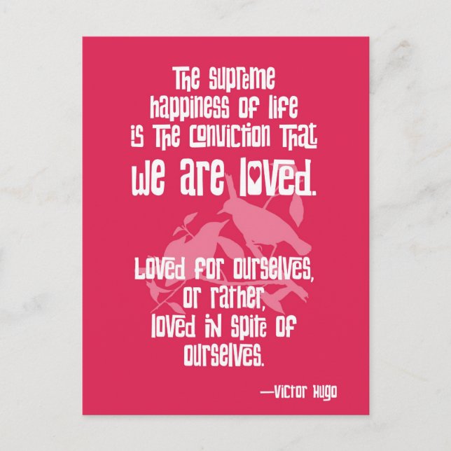 Postal La suprema felicidad de la vida de Victor Hugo (Anverso)
