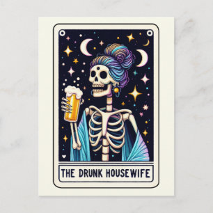 Postal La Tarot de la Ama de Casa Borracha Divertida y Sa