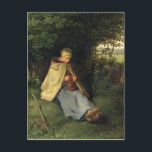 Postal La tejedora o, La pastora sentada, 1858-60<br><div class="desc">La tejedora o,  La pastora sentada,  1858-60 | por Jean-Francois Millet | Ubicación del arte: Museo de Orsay,  París,  Francia | Artista francés | Número de colección de imágenes: XIR199192</div>