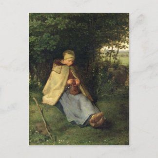 Postal La tejedora o, La pastora sentada, 1858-60