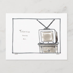 Postal La televisión me asusta el viejo arte divertido y 