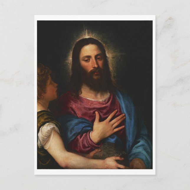 Postal La tentación de Cristo, Tiziano (Anverso)