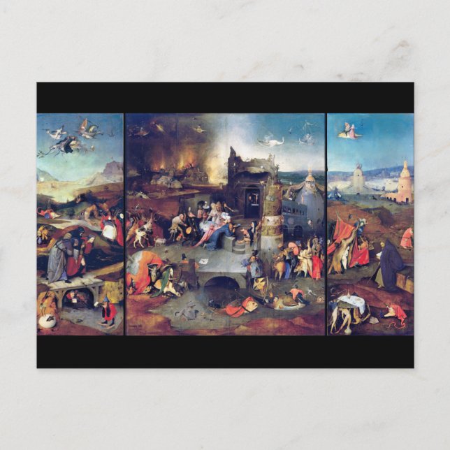 Postal La tentación de San Antonio, Bosch (Anverso)