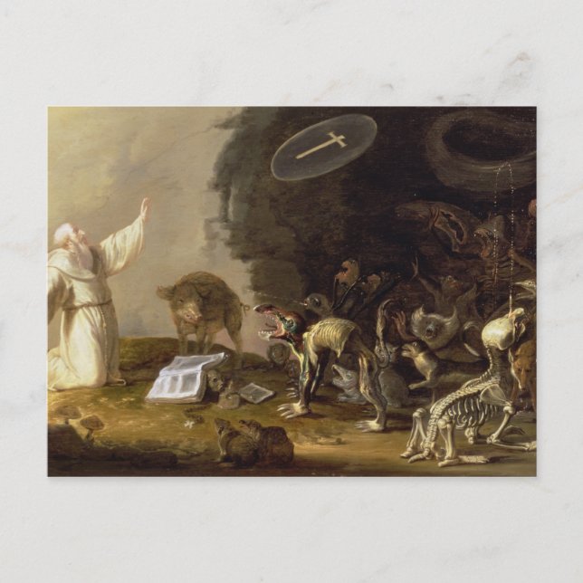 Postal La tentación de San Antonio (panel) (Anverso)