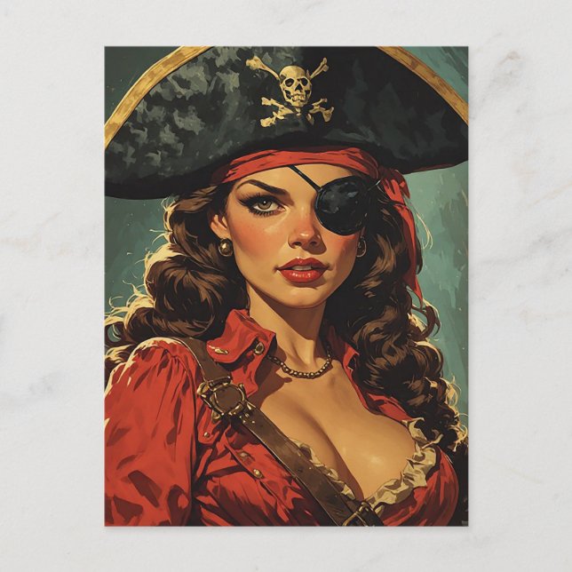 Postal La Tentadora Pirata Escarlata (Anverso)
