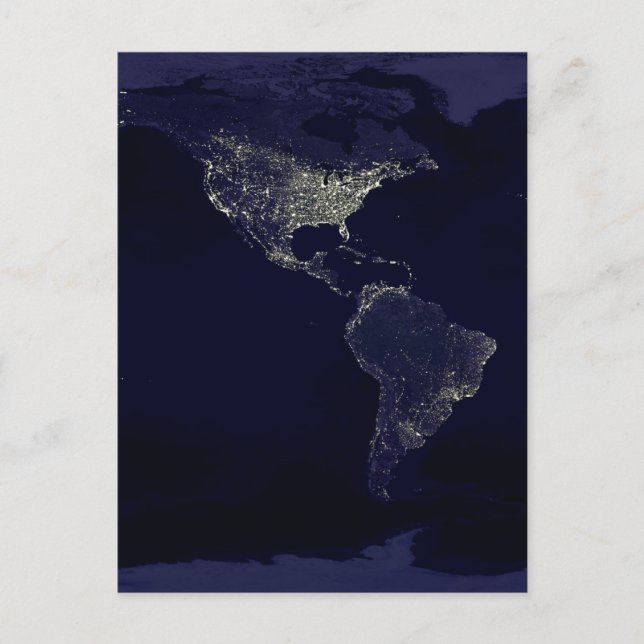 Postal La Tierra de noche (Anverso)