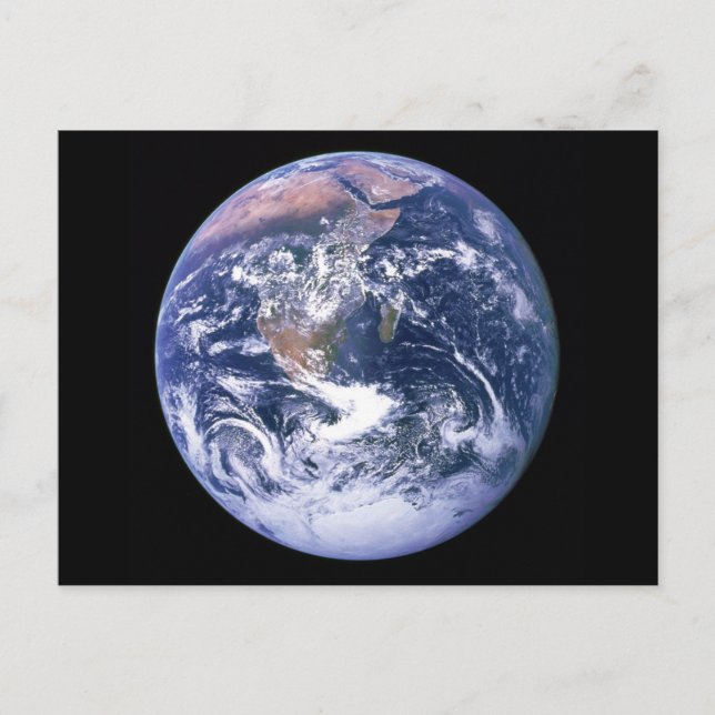 Postal La Tierra vista desde el Apolo 17 conocido como La (Anverso)