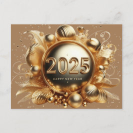 Postal La tipografía de oro feliz año nuevo 2025