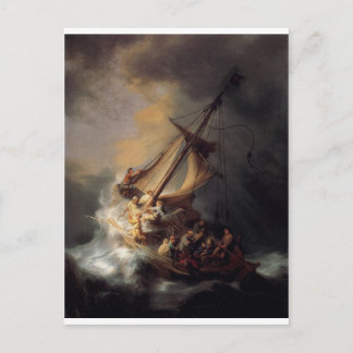 Postal La tormenta en el mar de Galilea por Rembrandt-van