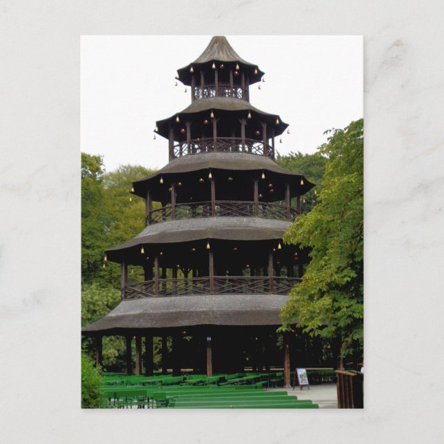 Postal La torre china en Englischer Garten (Anverso)