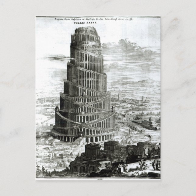 Postal La Torre de Babel, 1679 (Anverso)