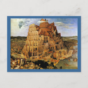Postal "La torre de Babel" de Pieter Bruegel (alrededor d