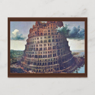 Postal La Torre De Babel. Por Pieter Bruegel