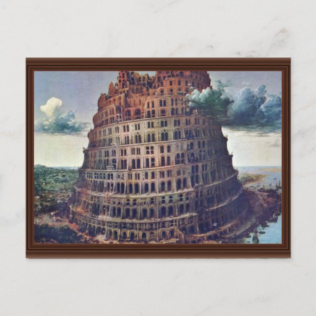 Postal La Torre De Babel. Por Pieter Bruegel (Anverso)