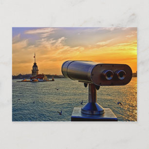 Postal La Torre De La Mujer En Estambul, Turquía.