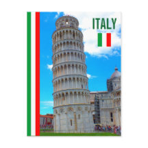 La Torre De Pisa Y La Bandera Italiana