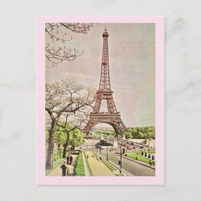 Postal La Torre Eiffel en Rosa (Anverso)
