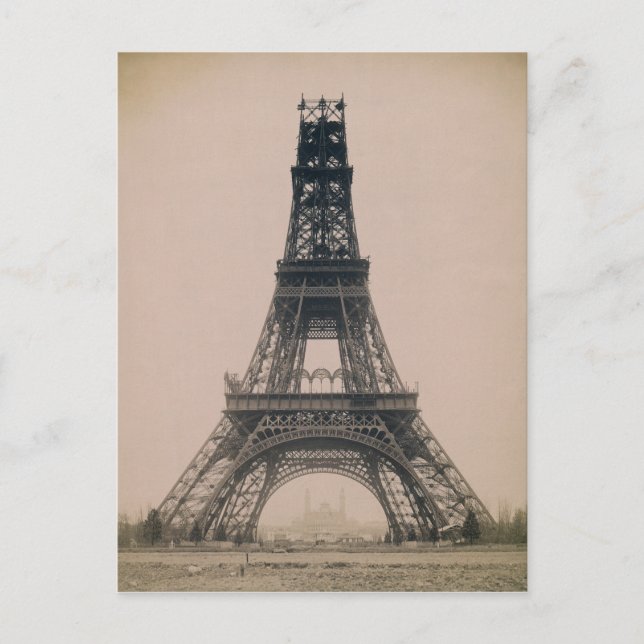 Postal La Torre Eiffel: Estado de la construcción 1888 (Anverso)