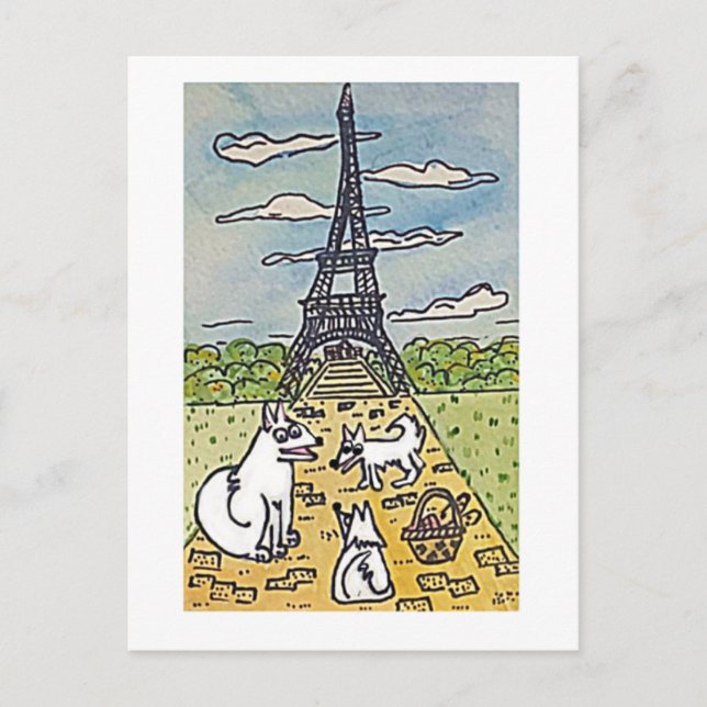Postal La Torre Eiffel, Parodia de Arte Original (Anverso)