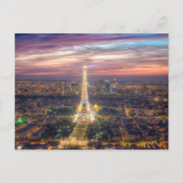 Postal La Torre Eiffel por la noche, París Francia