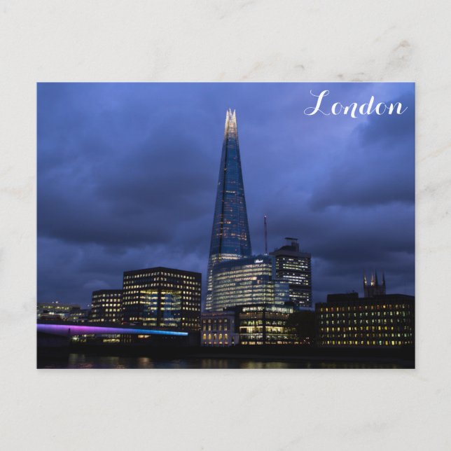 Postal La torre Shard de noche, Londres, Inglaterra (Anverso)