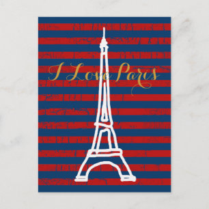 Postal la tour Eiffel, rayas y amor