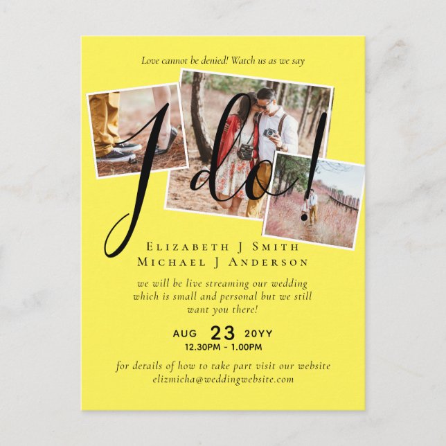 Postal ¡La transmisión en vivo nos dice que lo hago! Boda (Anverso)