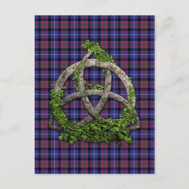 Postal La Trinidad Celta Knot Orgullo De Escocia Tartán (Anverso)