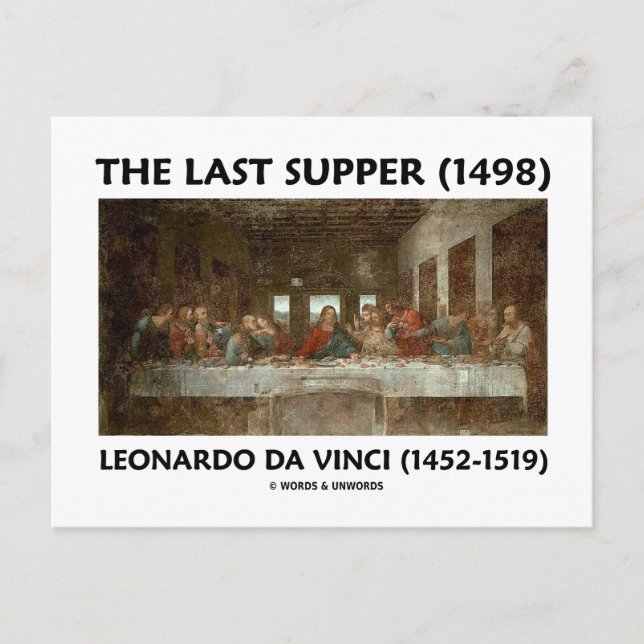 Postal La última cena (1498) de Leonardo da Vinci (Anverso)
