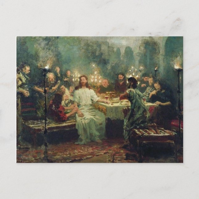 Postal La última cena de Ilya Repin (Anverso)