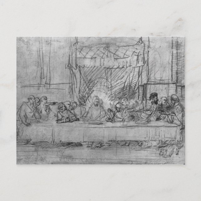 Postal La última cena, después del fresco de Leonardo da (Anverso)